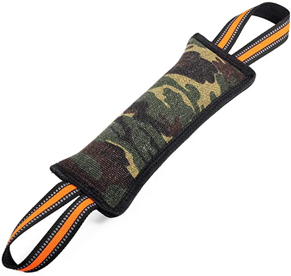 Yellow-edged reflective jute dog training bite stick measuring 55cm in length