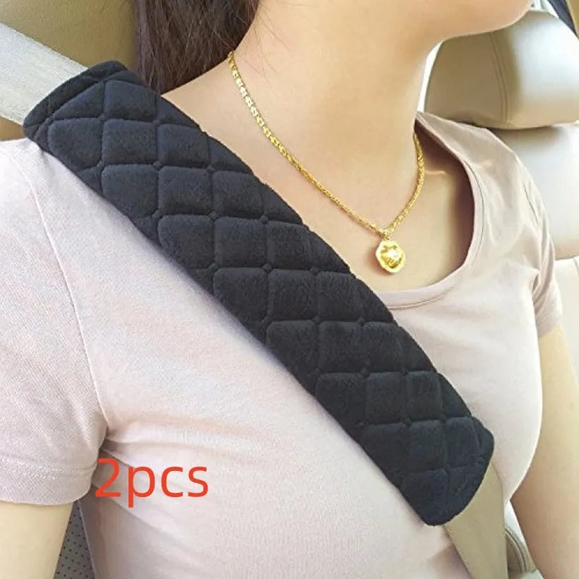 Black cotton car seat belt shoulder pad size 26.5x6cm for children and adults