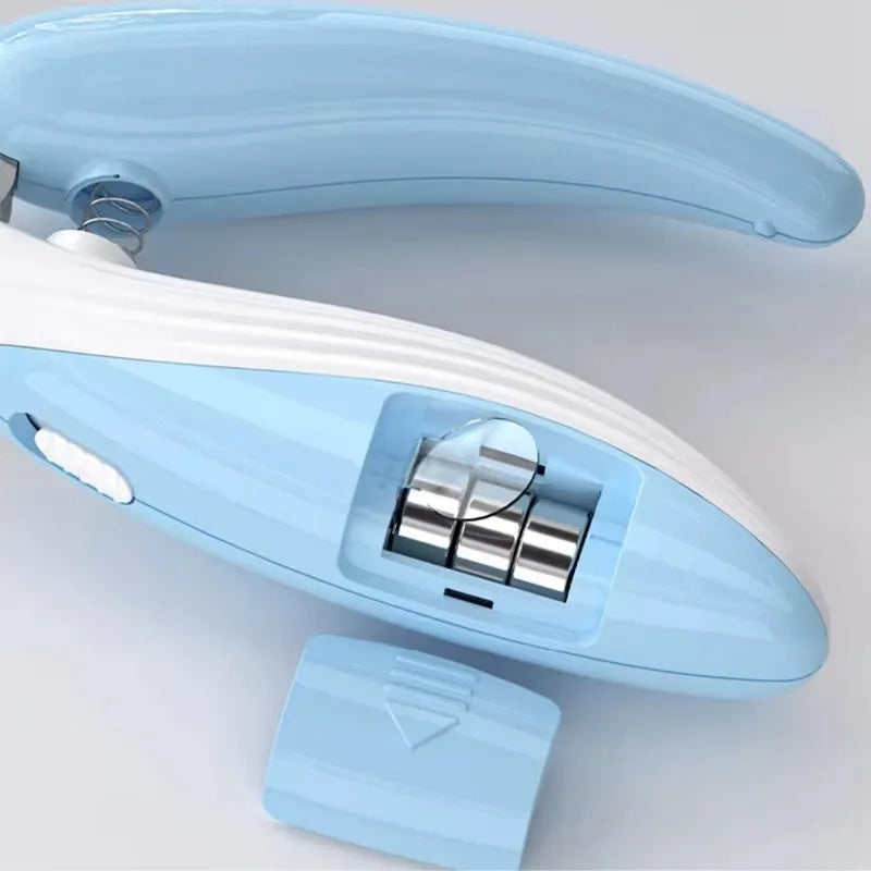 Whale LED pet nail clippers with safety lock in Light Blue for dogs and cats