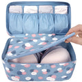 Compact travel underwear organizer 28cm x 14cm x 14.5cm with multiple compartments for lingerie and socks
