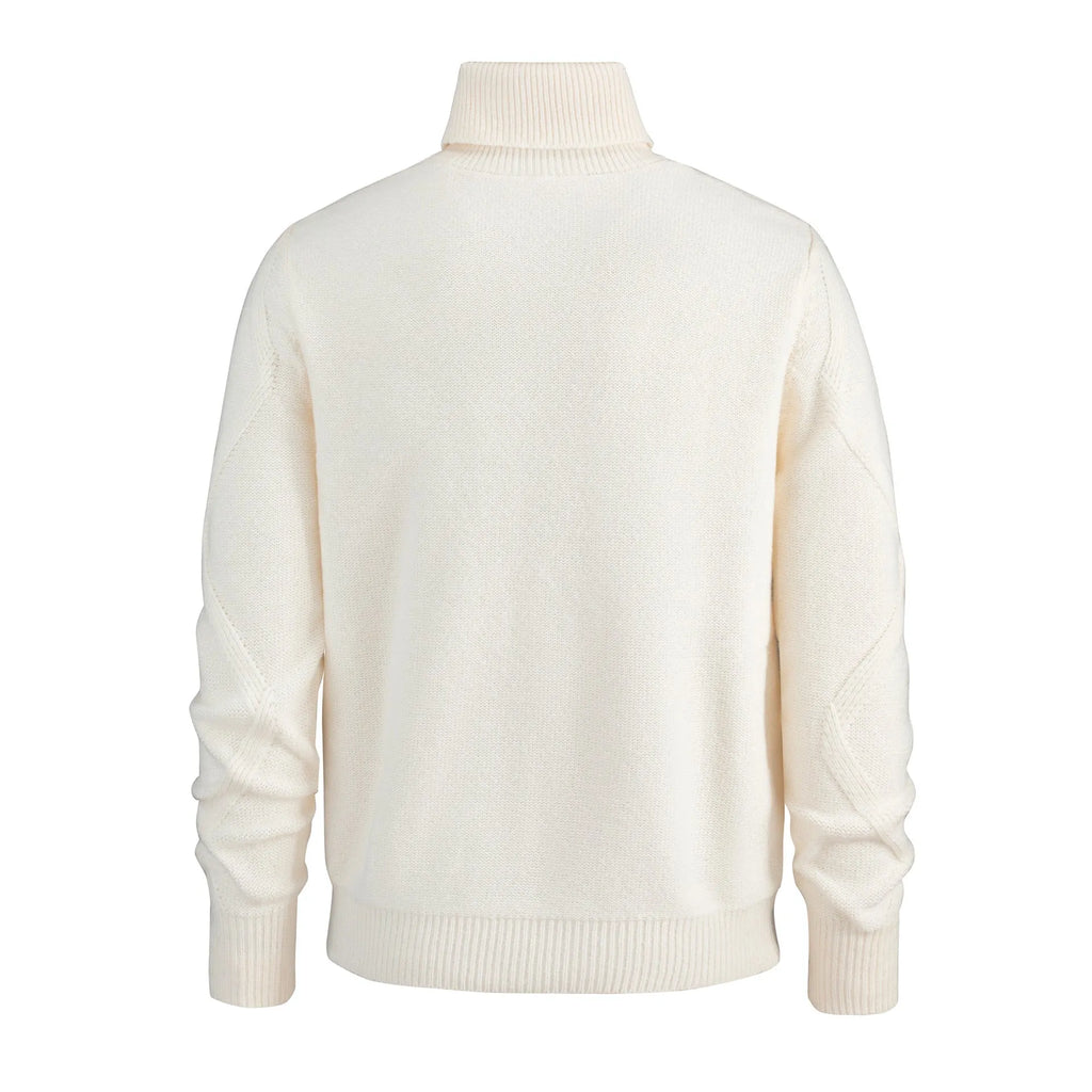 Men's slim-fit thickened turtleneck sweater in black and beige, 100% polyester pullover