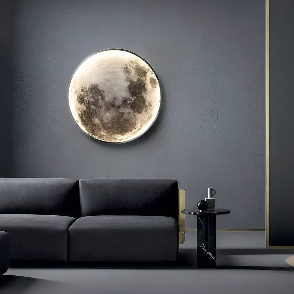 Moon wall lamp decorative wrought iron acrylic background light 24cm diameter lunar model