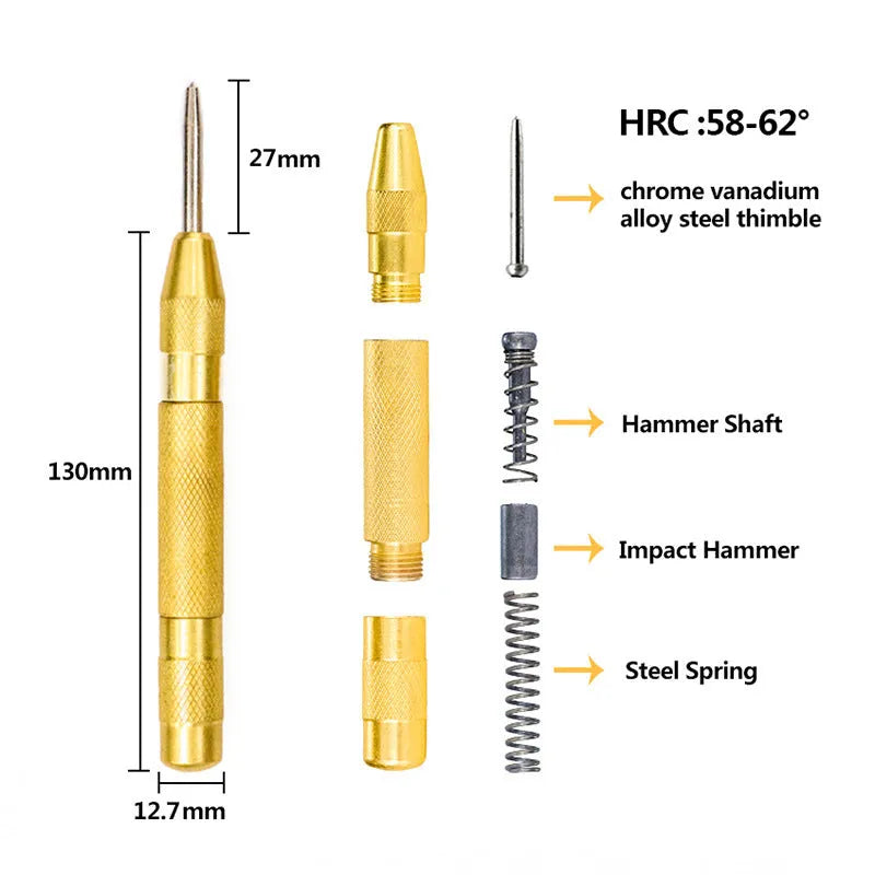 HSS steel cone drill bit and centre punch set for metalworking with step drill design