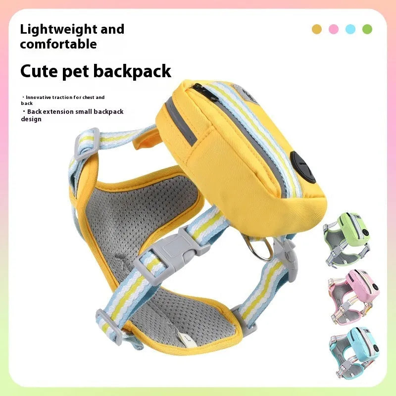 Pink explosion-proof anti-strangulation dog harness with 1.5m lead on a grassy background.