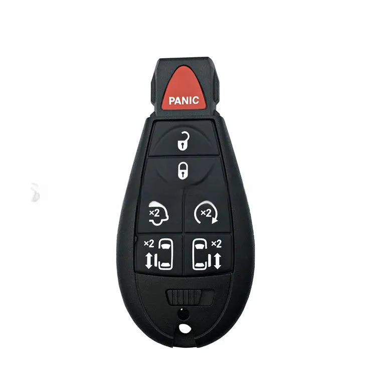 Black plastic Dodge Chrysler smart key replacement shell case showing dimensions and model codes B01-B11