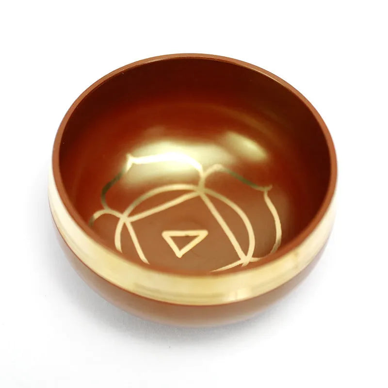 Handmade colourful Himalayan singing bowl percussion instrument with mallet for meditation and yoga
