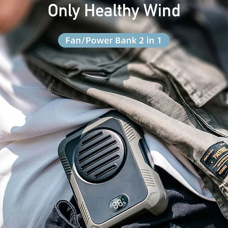 Green leafless waist hanging fan with clip for outdoor sports