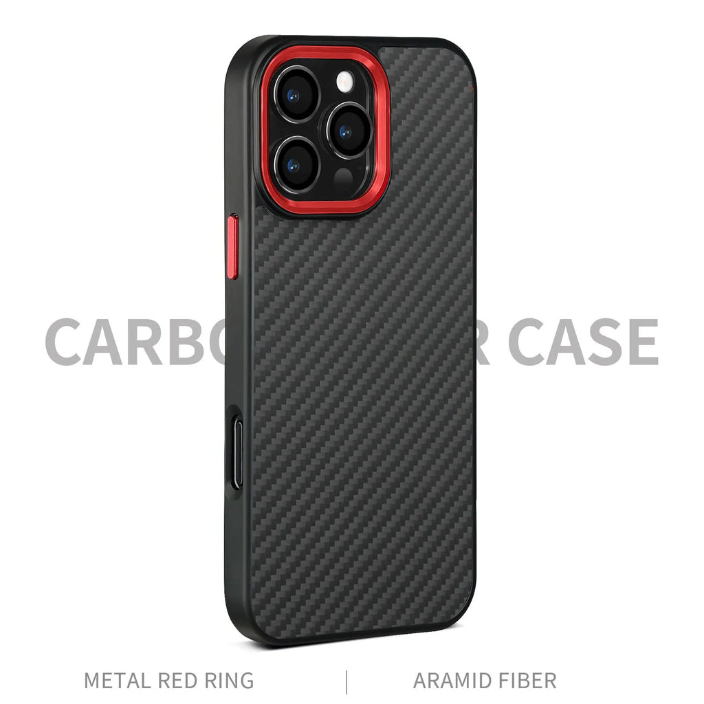 Green frame with magnetic carbon fibre metal frame Kevlar phone case for iPhone