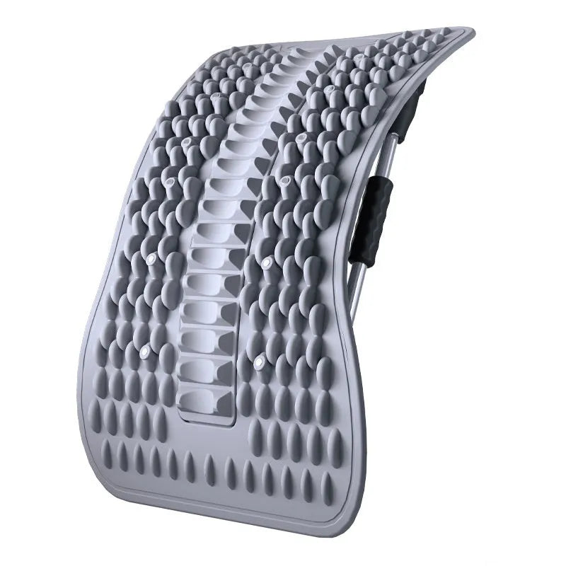 Lumbar Soothing Device with thread rotation adjustment in greyish purple on a plain background