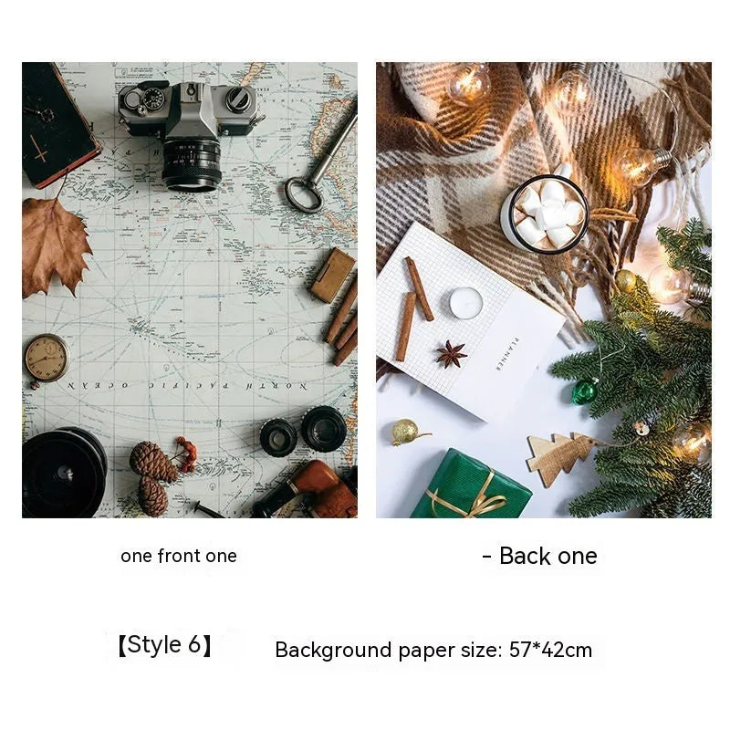 Double-sided marble pattern photography backdrop paper in cement design for product and food shoots