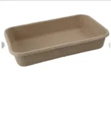 Brown disposable biodegradable cat litter box shown in one of three available sizes.