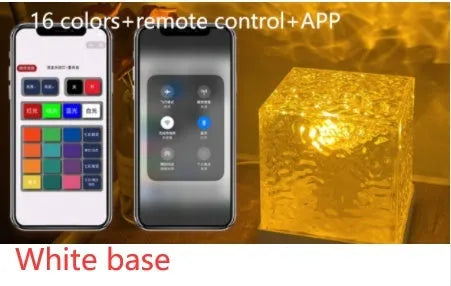 Remote control water ripple LED table lamp with USB cable and crystal projection element