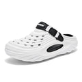 Men's solid colour EVA platform slippers with hollow-out design, shown in light green.