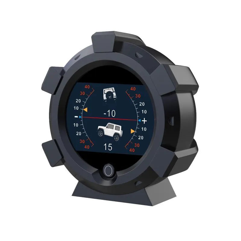 Car incline meter with altitude display showing slope angle, designed for off-road vehicle dashboard mounting OBD colour variant