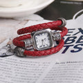 Snake bracelet quartz watch with leather strap and alloy buckle in black colour option