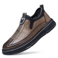 Men's leather casual shoes with round toe in black and brown colour options