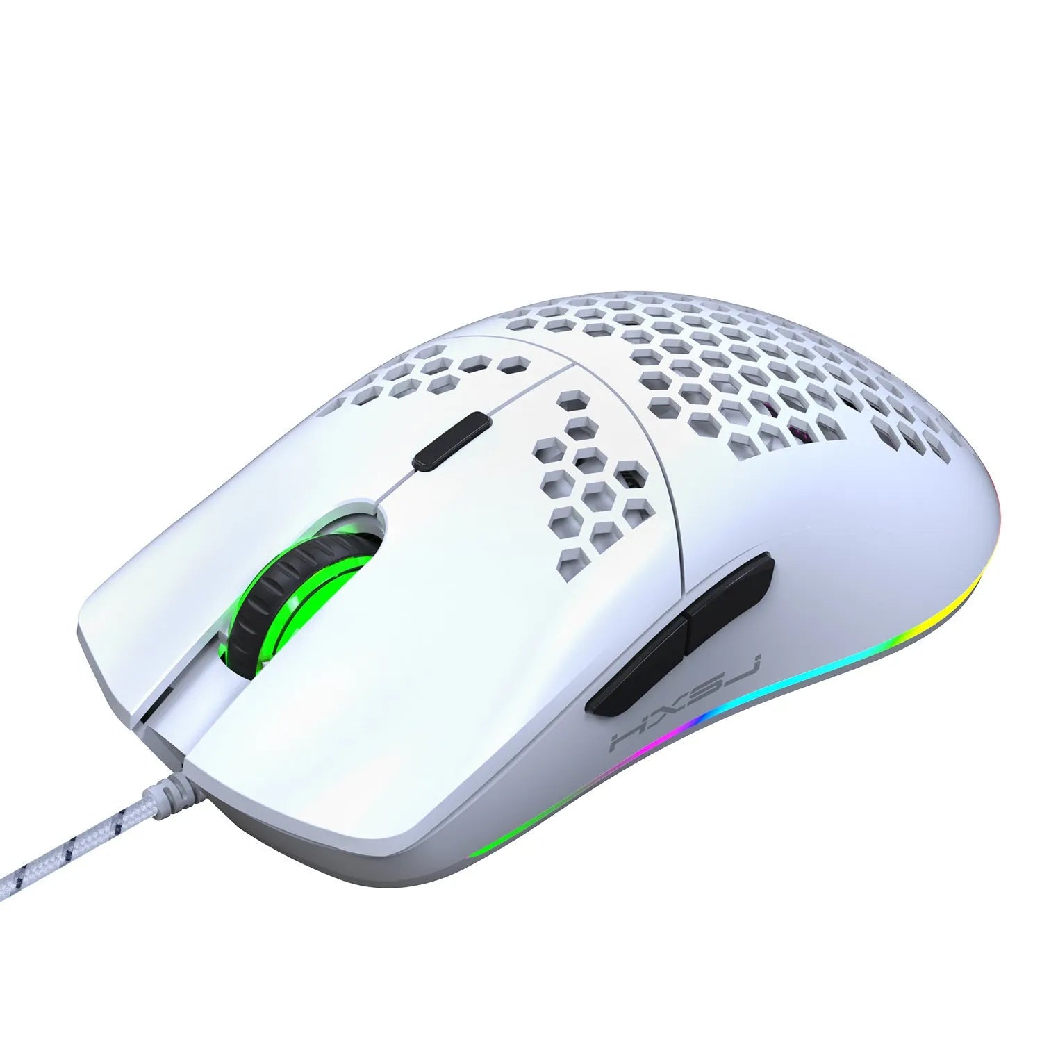 Lightweight honeycomb shell wired gaming mouse J900 RGB with 6 buttons, 150cm cable, black colour