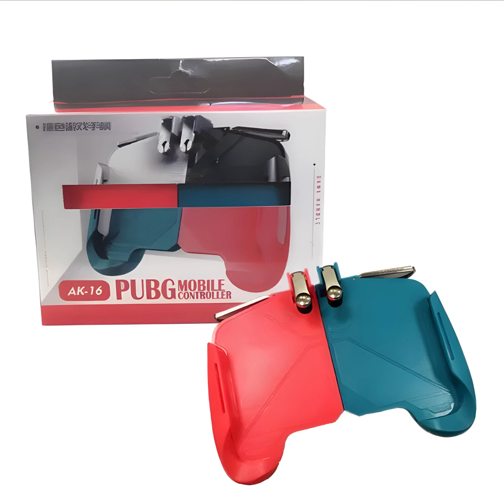 AK16 extendable mobile game controller in black, white, and red blue colour options, showing L1R1 triggers.