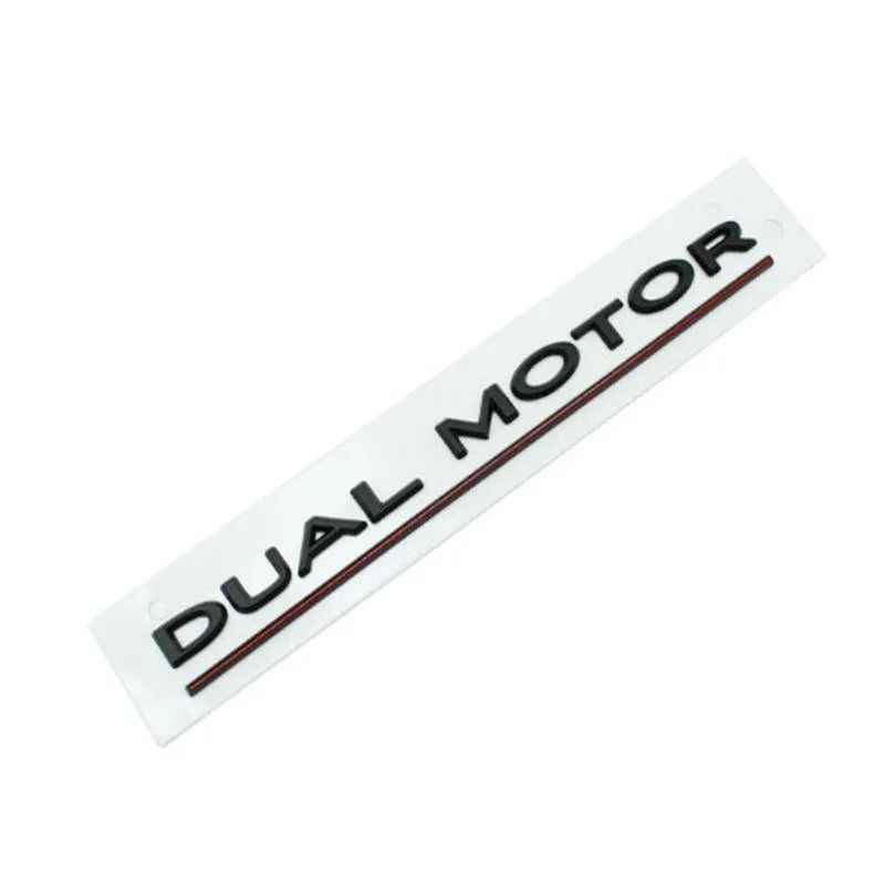 Tesla Model 3 double motor rear bumper sticker in ABS plastic, showing matte black colour option