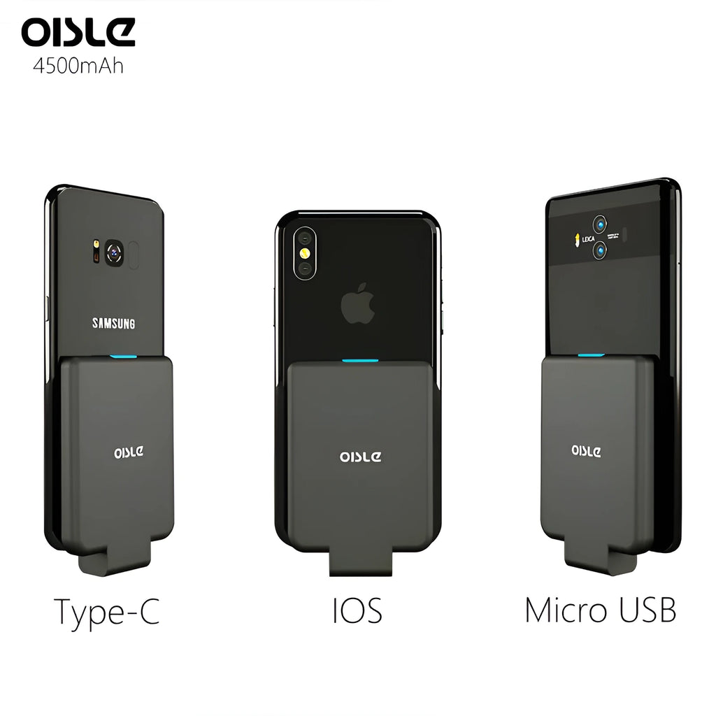 MP282P back clip battery power bank in multiple colours next to a smartphone.