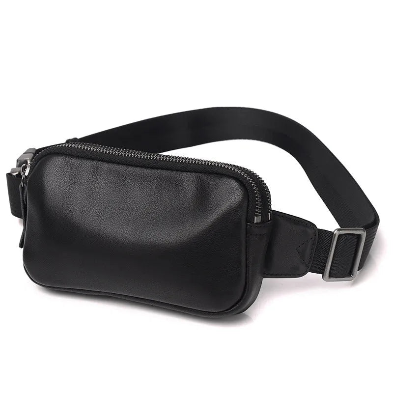 Men's small leather crossbody bag in urban simplicity style with compact dimensions