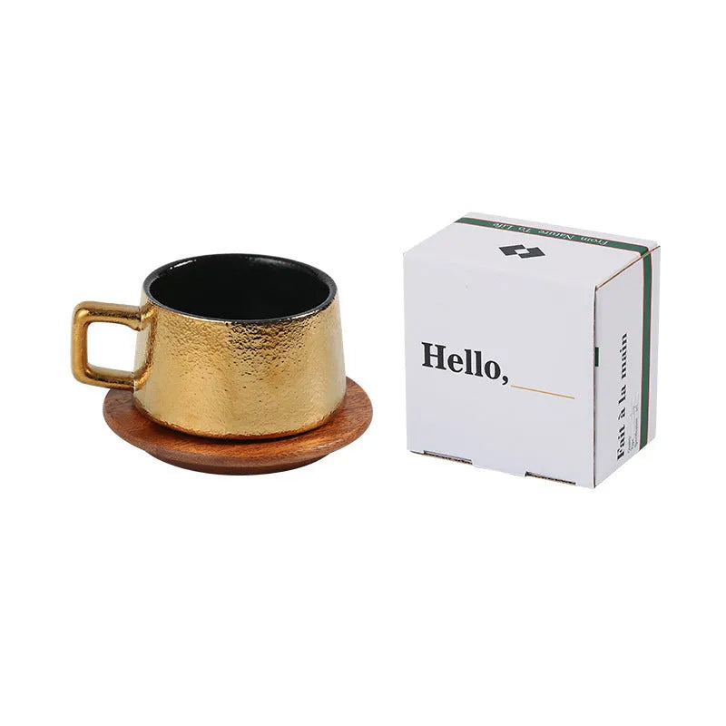 Afternoon tea gift tumbler coffee cup suit with gold-plated gift box packaging