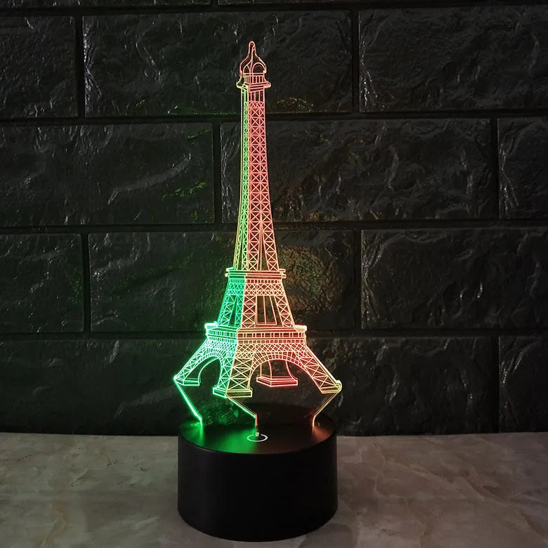 Eiffel Tower 3D Night Light Creative Colourful Touch and Remote Control ABS Acrylic Desk Lamp 7 Colours Adjustable Gradient USB Powered Home Décor Gift