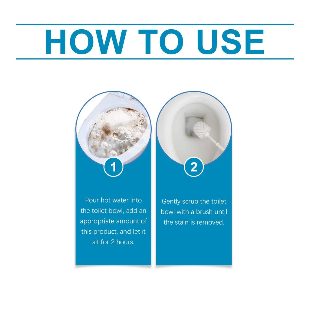 Toilet cleaning powder pack showing four individual 30g sachets for descaling and stain removal.