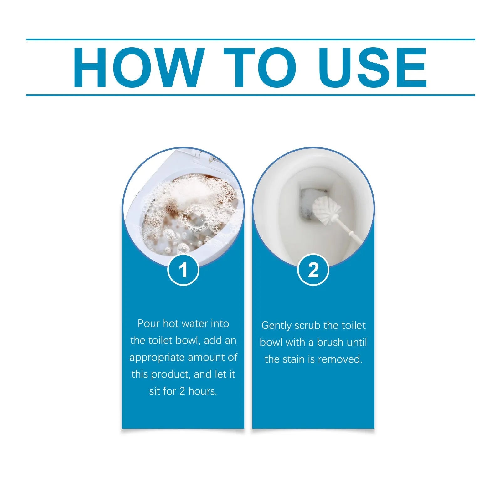 Toilet cleaning powder pack showing four individual 30g sachets for descaling and stain removal.