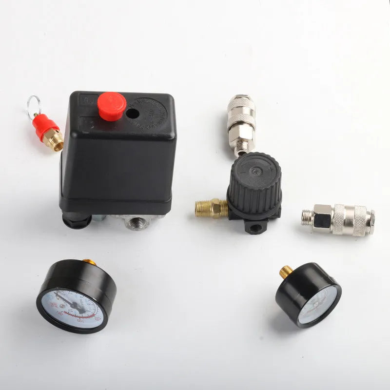 European style air compressor pressure regulating valve with adjustable 0.5-0.8MPa range and compact switch box