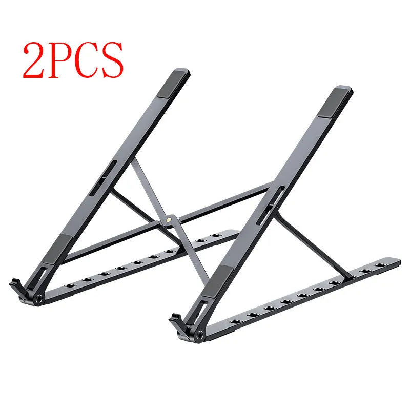 Adjustable foldable aluminium laptop stand with silicone pads for 7-15 inch laptop, silver colour