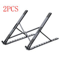 Adjustable foldable aluminium laptop stand with silicone pads for 7-15 inch laptop, silver colour