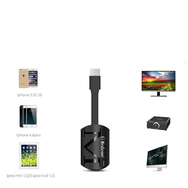 Black smartphone to TV HDMI screen mirroring dongle with USB connector