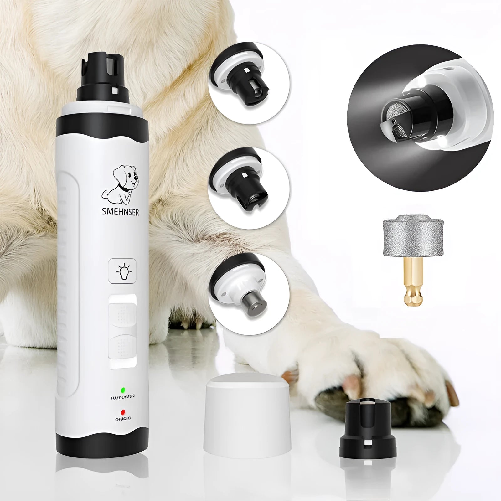 Automatic electric nail trimmer for dogs with LED display and dust collection system