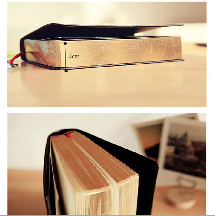 Large thick leather Phnom Penh notebook, 17 x 12 cm, 480 pages, Gold or White cover