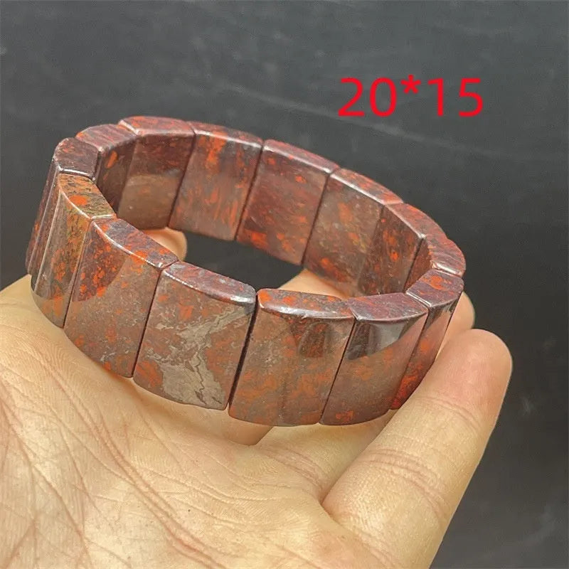 Bloodstone quartz rock jade bracelet in modern simple style on wrist
