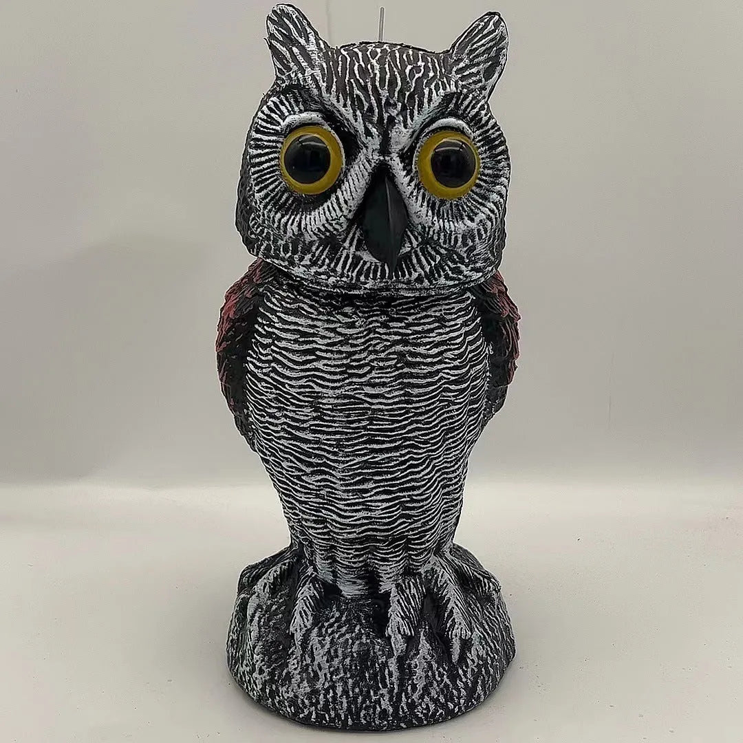 Artificial owl bait ornament with shaking head, made from white PE plastic, showing round ear design.