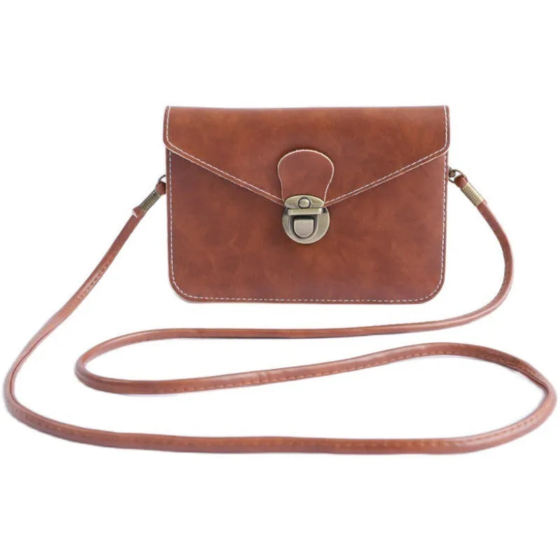 Retro soft surface shoulder messenger bag in cross square shape with flap closure