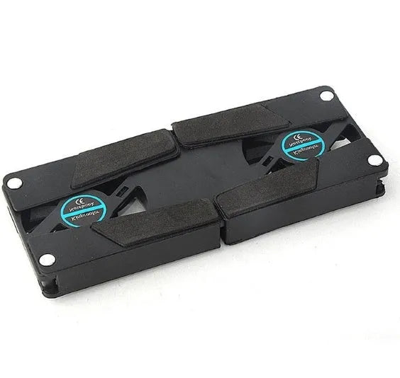 Rotatable USB cooling fan pad with 2 fans for laptop, foldable alloy design, anti-slip rubber gasket