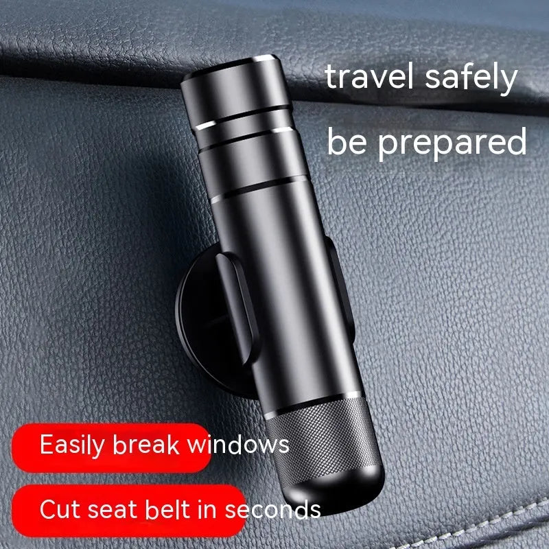 Aluminium alloy car safety hammer with glass-breaking head and seatbelt cutter in medium 20x88mm size