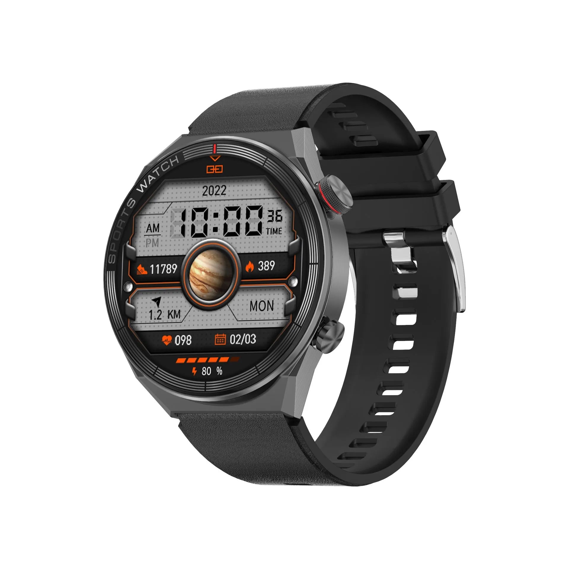 Large screen Bluetooth smart watch with 46mm case and multiple strap options