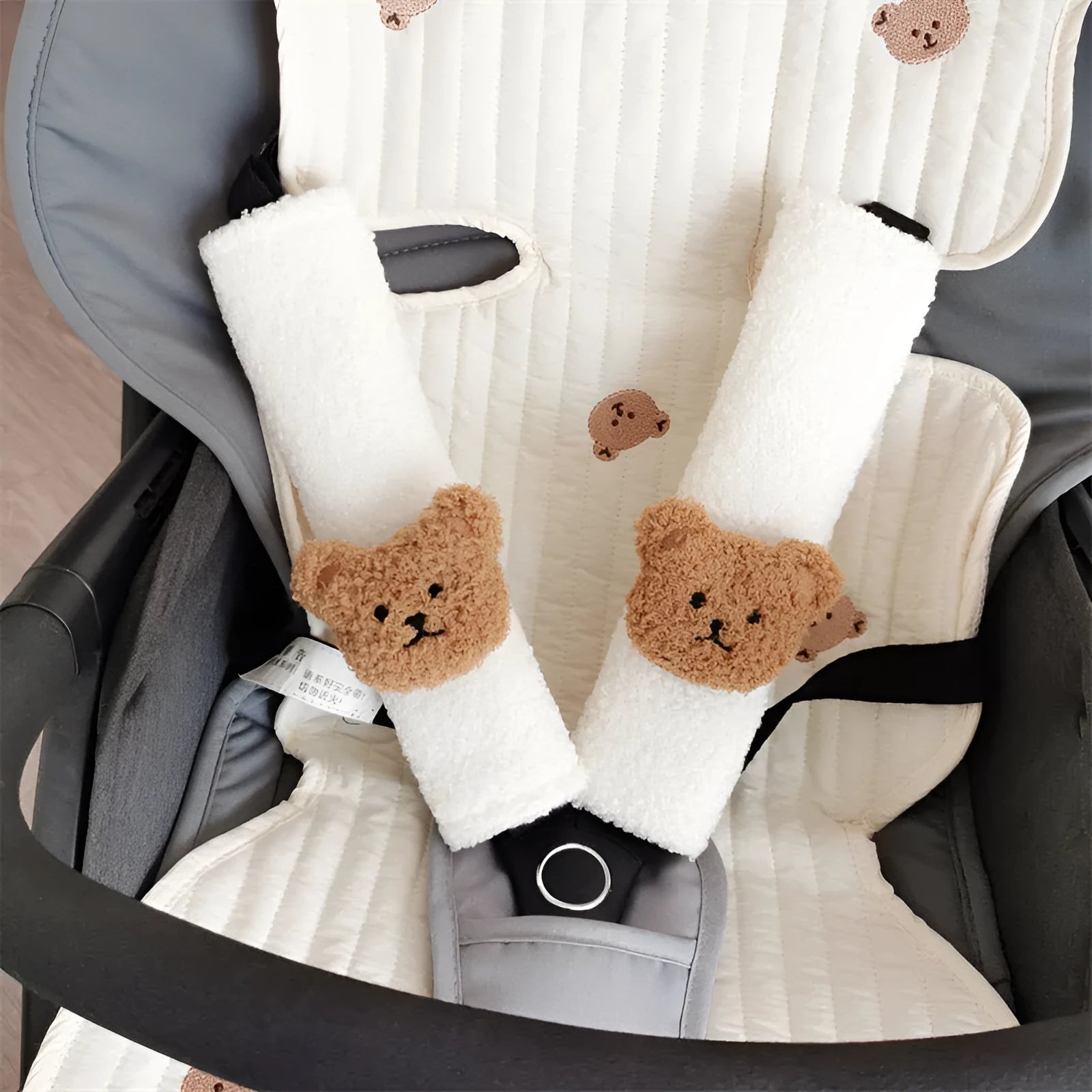 Cartoon bear design plush sleeve cover for child car seat belt shoulder strap