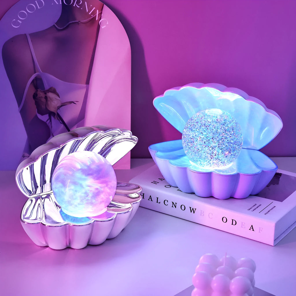 Shell-shaped decorative night lamp with neon lighting in multiple colour options