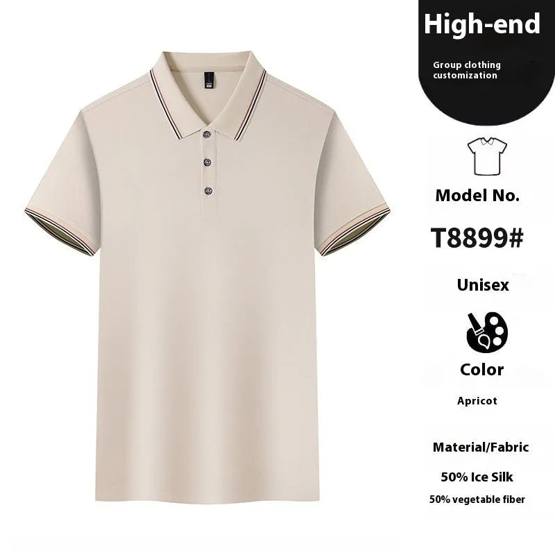 Ice silk polo shirt in solid colours with copper ammonia fibre fabric for work and leisure