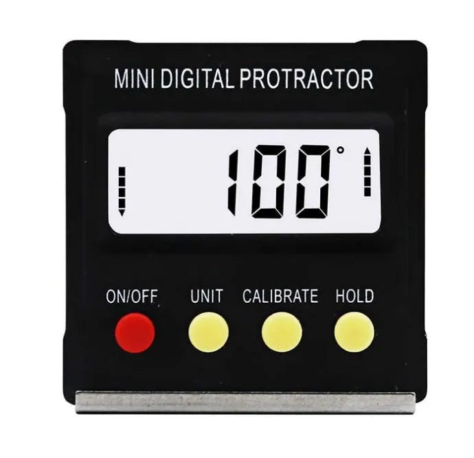 Mini magnetic angle inclinometer 55 x 55 x 16mm with 4x90° range and 0.1° resolution, Black