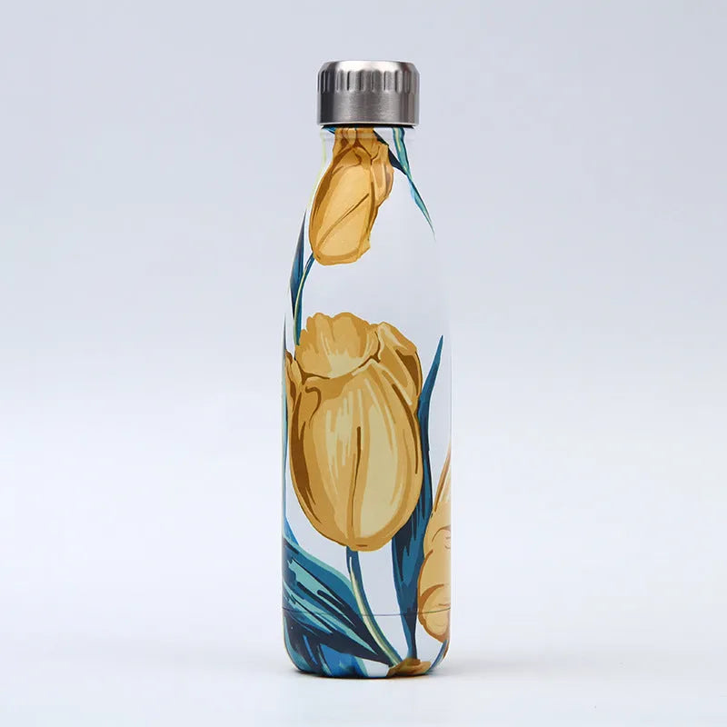 500ml stainless steel insulated sport bottle with vacuum layer and cover, big belly cup shape in multiple colour styles