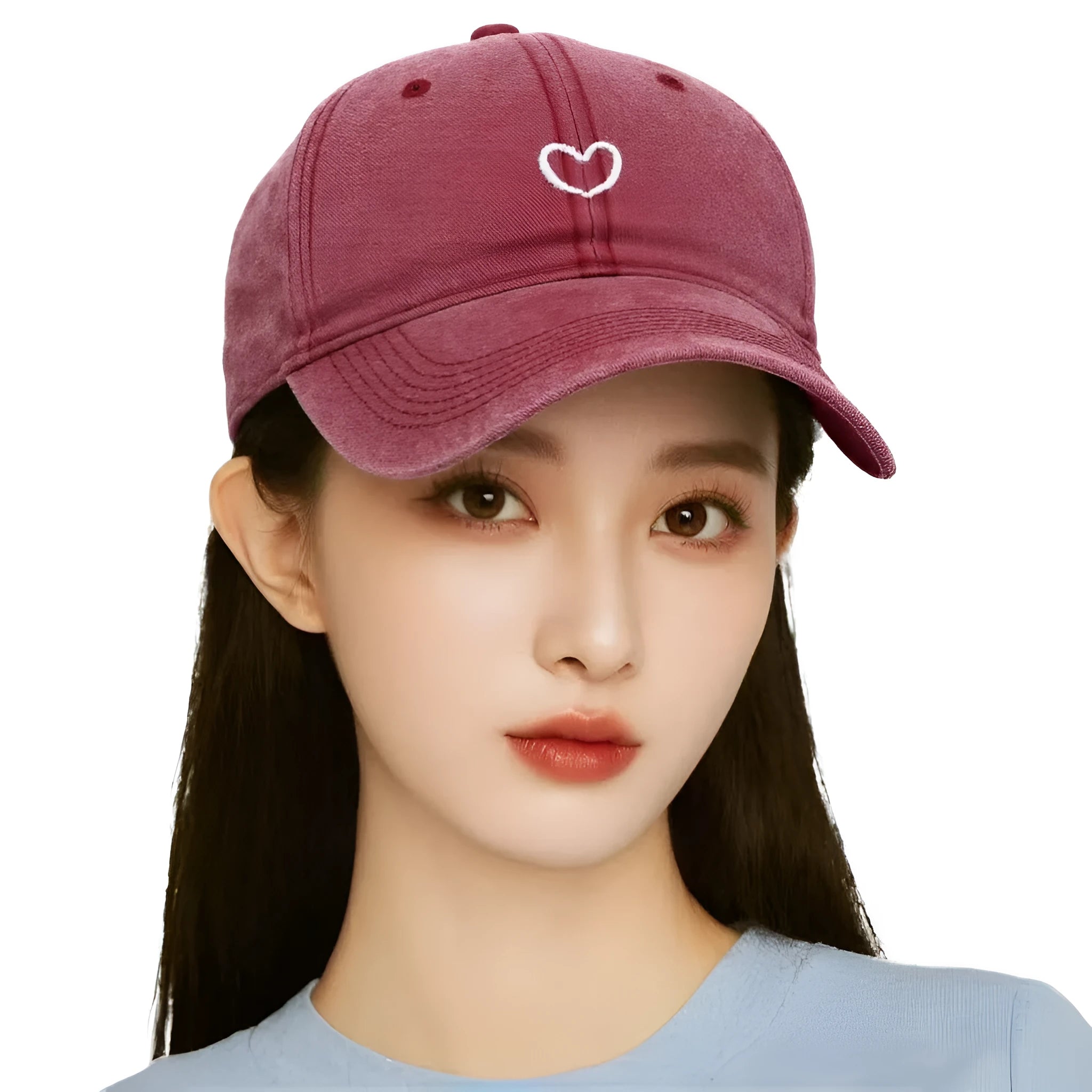 Retro style cotton baseball cap with embroidered design on a dome crown, shown in multiple colours.