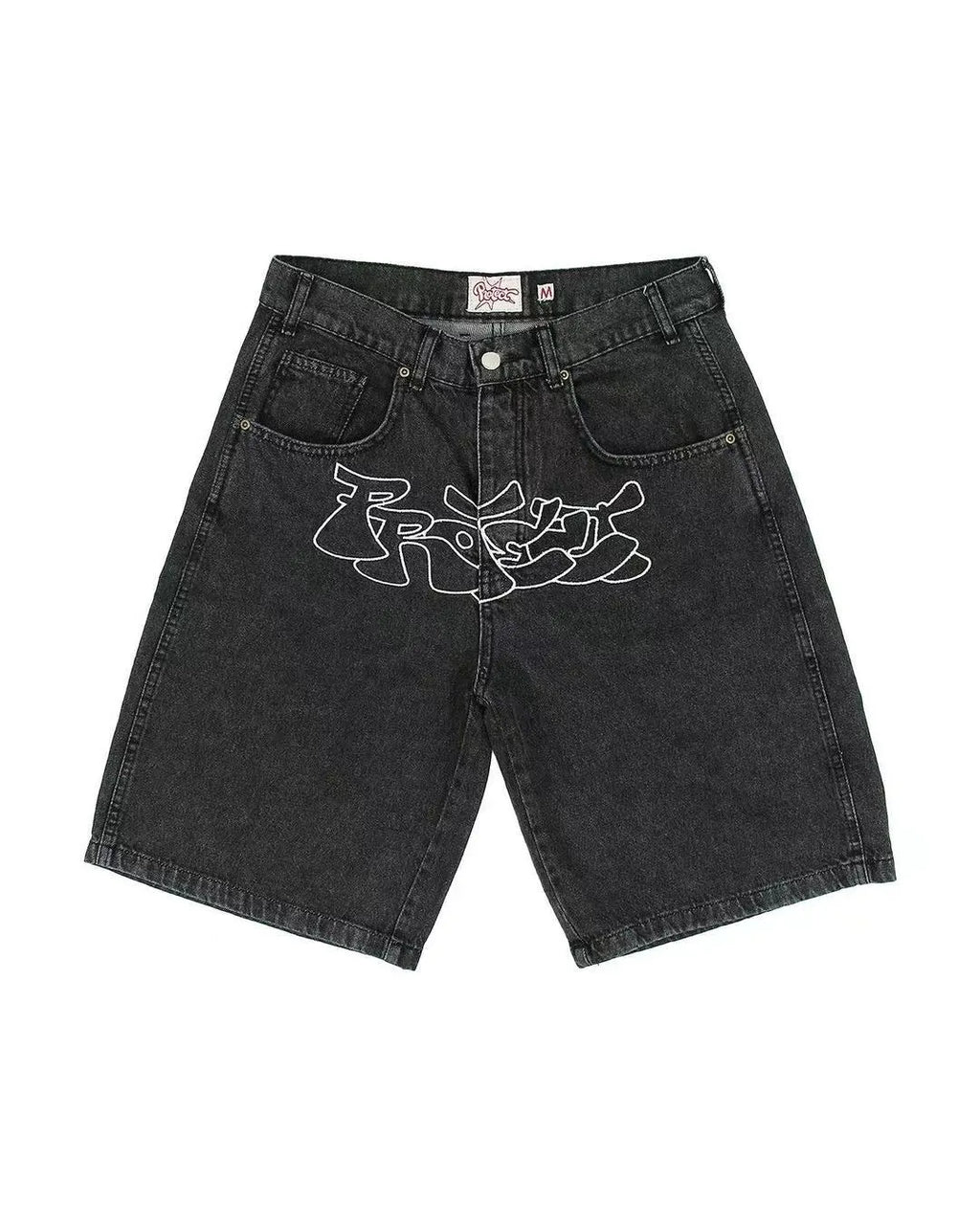 Men's straight-leg denim shorts in D36 colour with a casual hip hop style