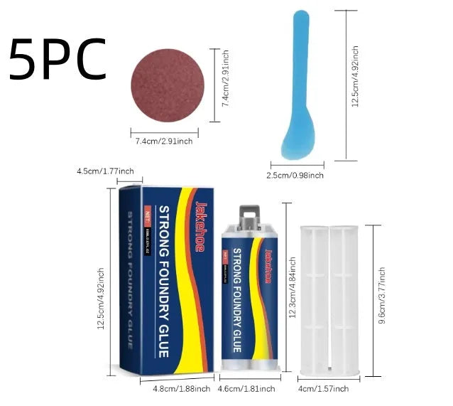 85ml metal epoxy adhesive kit with glue tubes, push rod, scraper and sandpaper for metal repairs
