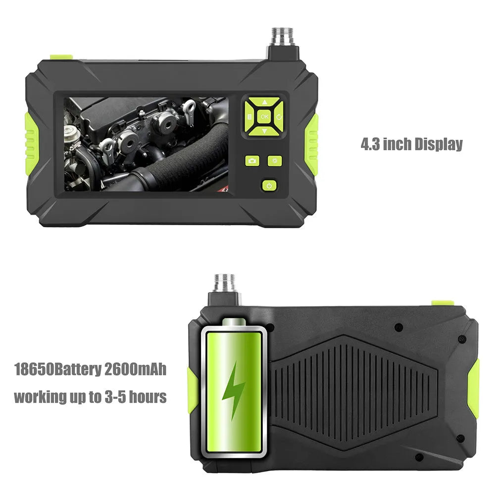 P30 endoscope HD camera with green probe and 4.3-inch colour LCD display